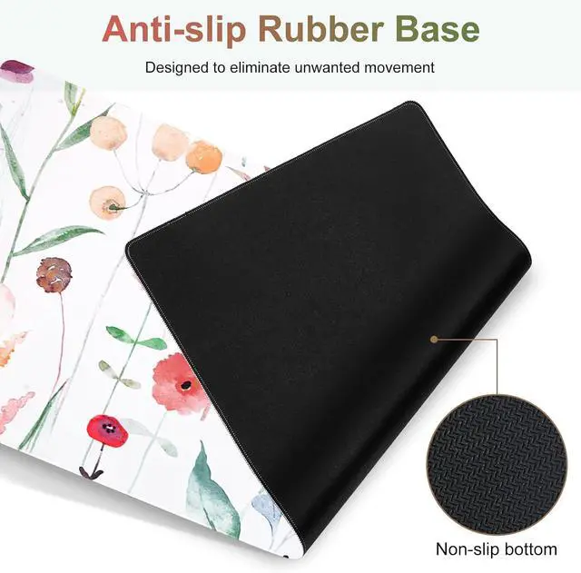 Alt view image 7 of 7 - Large Gaming Mouse Pad Set, 4 in 1 Extended Keyboard Desk Mat with Wrist Rest, PC Computer Game Mousepad Set, Non-Slip Desk Pad Easy Typing Pain Relief for Home Office I Orange Flowers