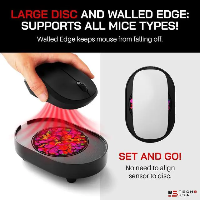 Alt view image 7 of 7 - TECH8 USA Mega Disc Mouse Mover Jiggler, Adjustable Activity & Auto-Turn Off Timer Settings, Undetectable, No Software, Random Movement, Patented, Designed, Engineered, Packaged in USA - Lava