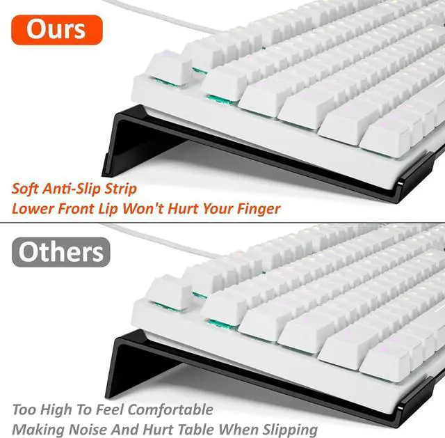 Alt view image 3 of 7 - Acrylic Computer Keyboard Stand for Desk, Keyboard Riser Tilt Lift, Keyboard Holder for Desktop, Desk Keyboard LifterWhite | Keyboard Holder for Desktop, Desk Keyboard Lifter, Black