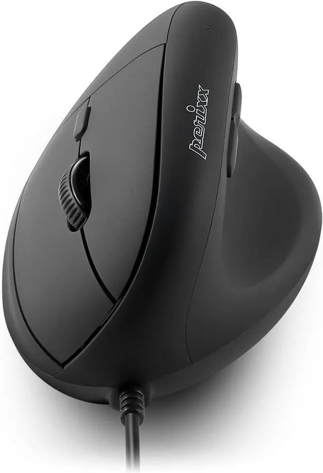 Main image of Perixx PERIMICE-508II Wired Vertical Ergonomic Mouse - 6 Buttons, Adjustable DPI 1000/1600/3200/6400, Optical Sensor, USB Plug and Play, Right-Handed, Black