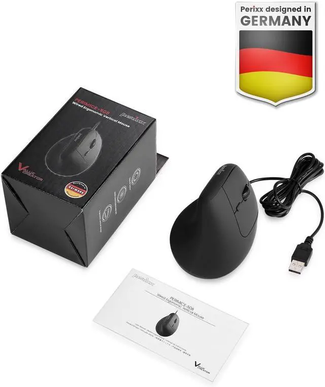 Alt view image 6 of 7 - Perixx PERIMICE-508II Wired Vertical Ergonomic Mouse - 6 Buttons, Adjustable DPI 1000/1600/3200/6400, Optical Sensor, USB Plug and Play, Right-Handed, Black