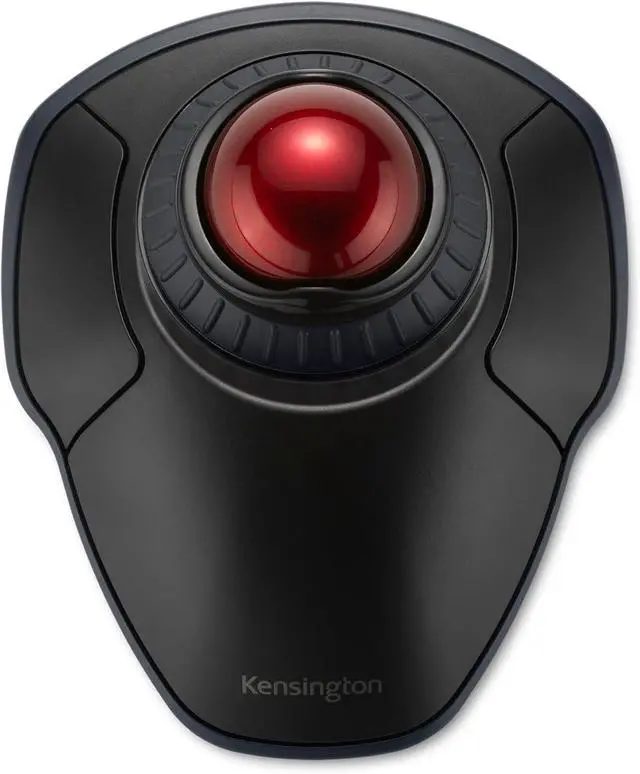 Main image of Kensington Orbit Wireless Trackball with Scroll Ring - Black-Red (K70990WW), | Scroll ring for one-handed navigation, wireless connection, ergonomic desktop control