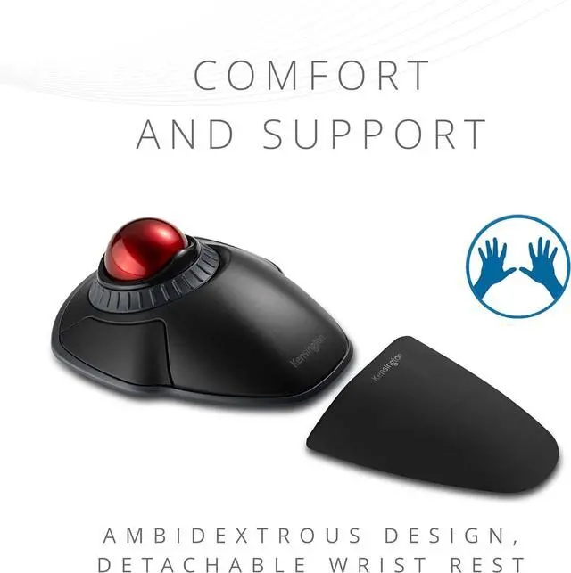 Alt view image 6 of 7 - Kensington Orbit Wireless Trackball with Scroll Ring - Black-Red (K70990WW), | Scroll ring for one-handed navigation, wireless connection, ergonomic desktop control