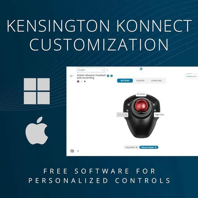 Alt view image 5 of 7 - Kensington Orbit Wireless Trackball with Scroll Ring - Black-Red (K70990WW), | Scroll ring for one-handed navigation, wireless connection, ergonomic desktop control