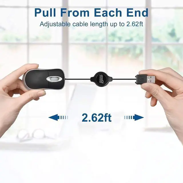 Alt view image 3 of 7 - EEEKit Ultra Compact 3-Button USB Mouse, Black, 3 x 1.57 x 0.98 in
