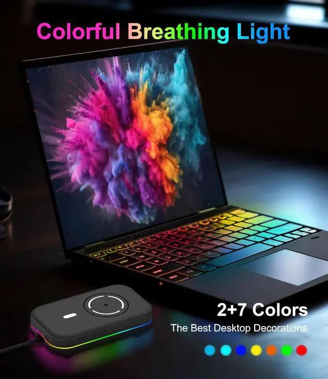 Alt view image 2 of 7 - Mouse Mover Jiggler, | RGB, Undetectable, Silent, Auto-Off Timer, Realistic Movement |, Mouse Wiggler Shaker Giggler, Keep Computer Laptop Active Men Women Gifts for Office Home Remote Work