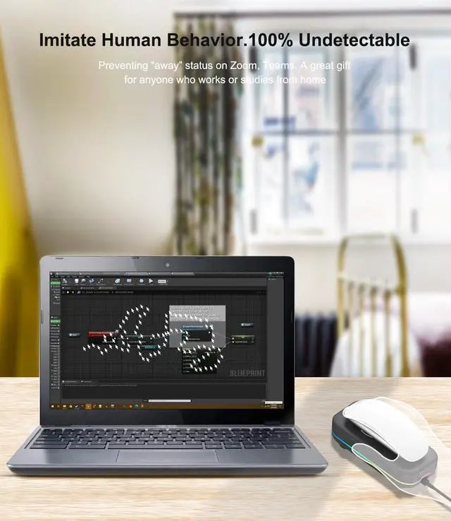 Alt view image 3 of 7 - Mouse Mover Jiggler, | RGB, Undetectable, Silent, Auto-Off Timer, Realistic Movement |, Mouse Wiggler Shaker Giggler, Keep Computer Laptop Active Men Women Gifts for Office Home Remote Work