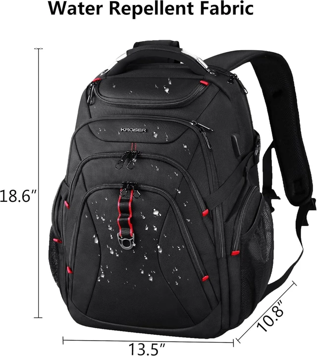 Alt view image 2 of 7 - Laptop Backpack 17.3 Inch XL Computer Backpack for Men/Women-Black