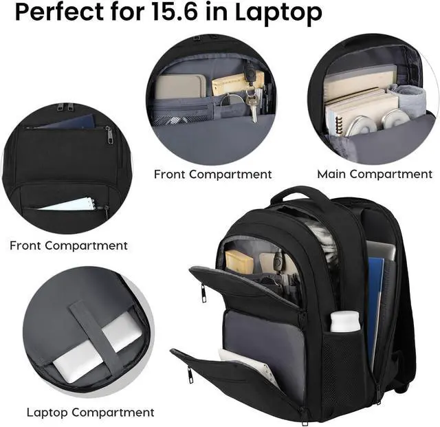 Alt view image 3 of 7 - BIKROD Backpack for Men and Women, School Backpacks for Teen Boys Water Resistant TSA Travel Backpack, Business Anti Theft Sturdy Computer Bag Gifts Fits 15.6 Inch Laptop,Black