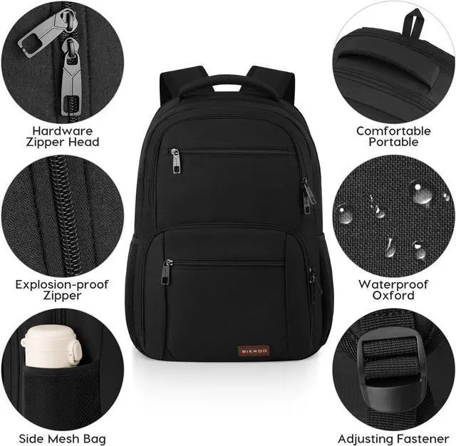 Alt view image 4 of 7 - BIKROD Backpack for Men and Women, School Backpacks for Teen Boys Water Resistant TSA Travel Backpack, Business Anti Theft Sturdy Computer Bag Gifts Fits 15.6 Inch Laptop,Black