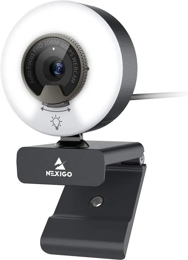 Main image of NexiGo N960E 1080P 60FPS Webcam with Light, Software Included, Fast AutoFocus, Built-in Privacy Cover, USB Web Camera, Dual Stereo Microphone, for Zoom Meeting Skype Teams Twitch