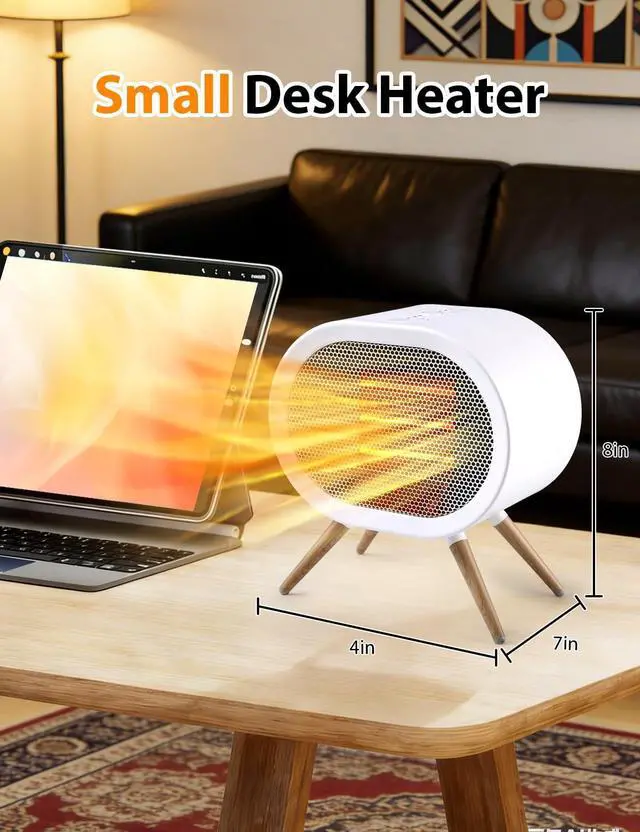Alt view image 2 of 7 - Cute Space Heater, 1000W Portable Space Heaters for Indoor Use | Small Electric Desk Heater for Bedroom or Office Gifts for Women, 3 Mode PTC Ceramic Heater, Mini Heater Overheating Tip-Over