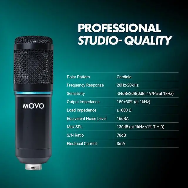 Alt view image 3 of 7 - Movo PodPak Podcast Equipment Bundle with XLR Condenser Microphone, Articulating Scissor Arm, and Pop Filter - XLR Mic for Podcasting, Streaming, YouTube, Music, ASMR - Content Creator Studio Mic