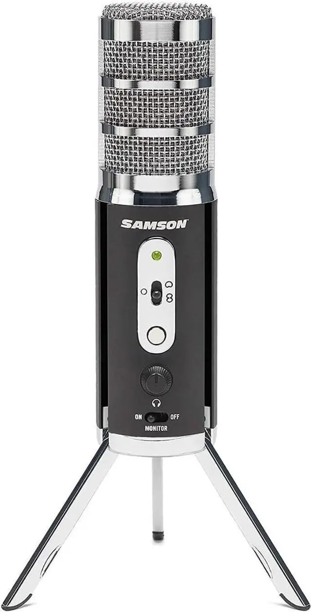 Main image of SAMSON Technologies Satellite USB/iOS Condenser Microphone | Dual 16mm condenser capsules with 24-bit/96kHz audio and fold-back legs for streaming, podcasting and recording