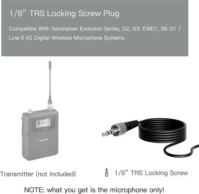 Alt view image 2 of 6 - J K MIC-J 044 Lavalier Microphone Compatible with Sennheiser Bodypacks | Omni Condenser Lapel Microhpone with 1/8" Locking Screw Plug Compatible with Sennheiser Wireless Bodypack Transmitters