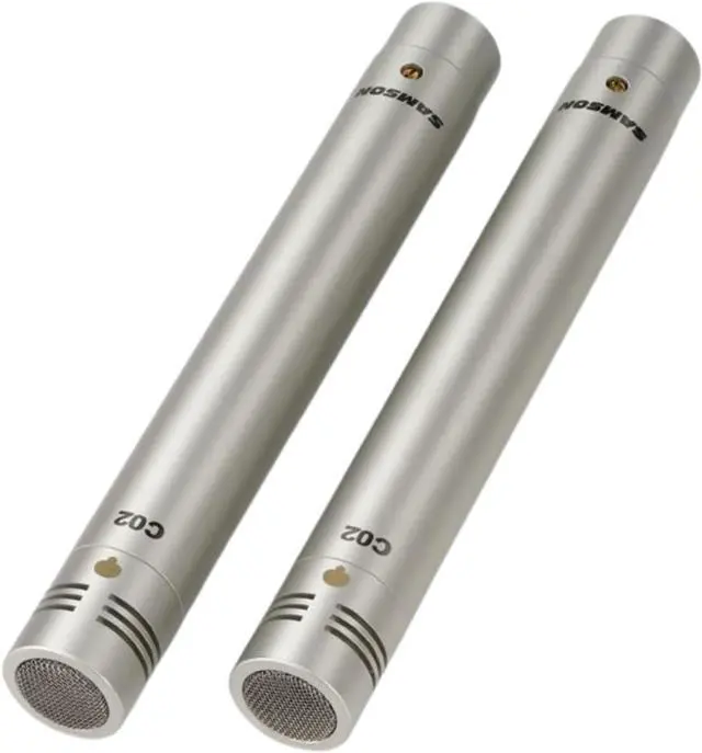 Main image of SAMSON C02 Pencil Condenser Microphones | Supercardioid stereo pair with XLR connector and shock mounts for recording, performance and instrument miking