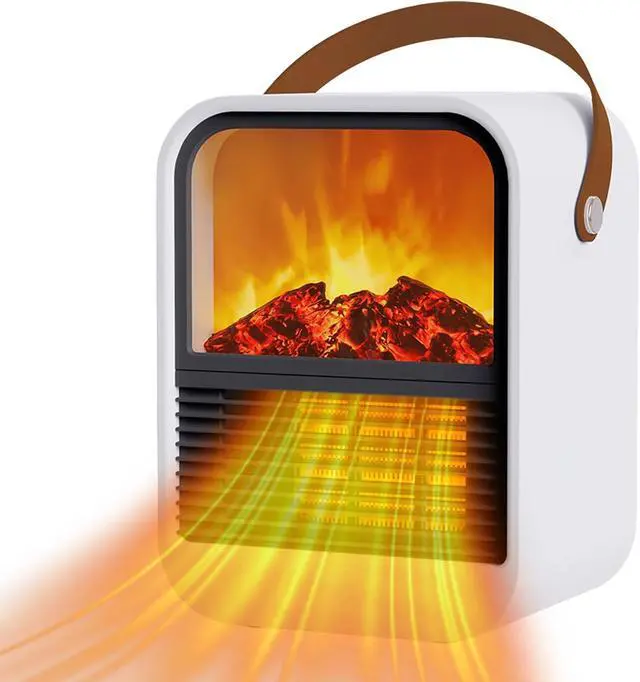 Main image of Portable Mini Electric Fireplace Heater,Small Room Space Heaters for Indoor Use with 3D Flames,PTC Ceramic Heater, Desk Space Heater for Bedroom,Bathroom and Office Quiet Small(White)