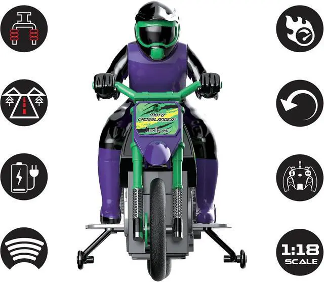 Alt view image 3 of 7 - LEXiBOOK, Crosslander RC Motorcycle, RC18 | Up to 12km/h, Light effects, Stunts, Rechargeable