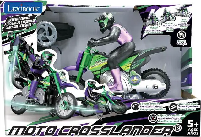 Alt view image 6 of 7 - LEXiBOOK, Crosslander RC Motorcycle, RC18 | Up to 12km/h, Light effects, Stunts, Rechargeable