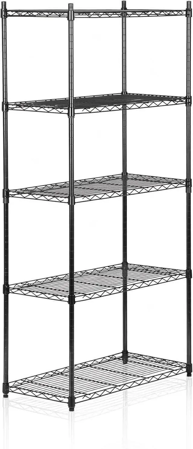 Main image of SUPER DEAL Black 5-Shelf Heavy Duty Storage Wire Shelving Unit for Restaurant Garage Pantry Kitchen Garage Rack (30L x 14W x 60H)