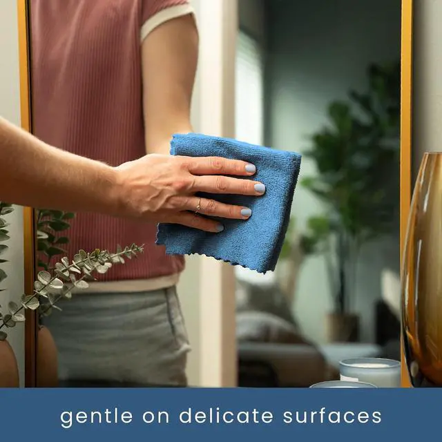 Alt view image 4 of 7 - S&T INC. Microfiber Cleaning Cloth, 50 Pack, 11.8" x 11.8", Blue | Storage Box Included, Edgeless Cleaning Cloth for Home and Car, Reusable and Multi-Purpose Cleaning Rags, Machine Washable