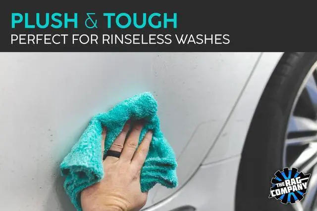 Alt view image 4 of 7 - The Rag Company - Eagle Edgeless 450 (6-Pack) Professional Korean 70/30 Blend Super Plush Microfiber Detailing Buffing Polishing Drying Towels for Cars 16x16 in, Teal Blue