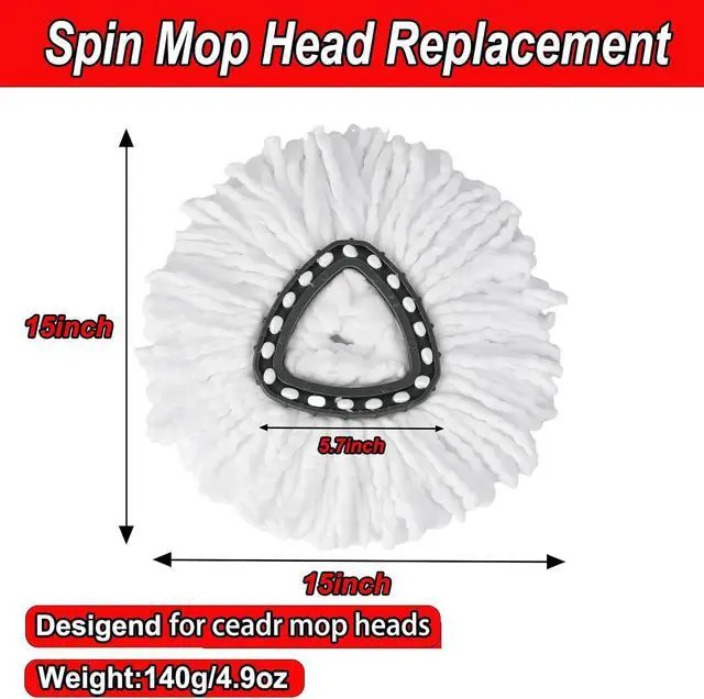 Alt view image 2 of 7 - 10PCS Spin Mop Replacement,100% Microfiber,Machine Washable,360° Rotation | Compatible with Cedar Easywring 1-Tank System,Deep-Cleaning,360° Rotation,Edge-to-Edge Reach,Easy House Floor Mopping