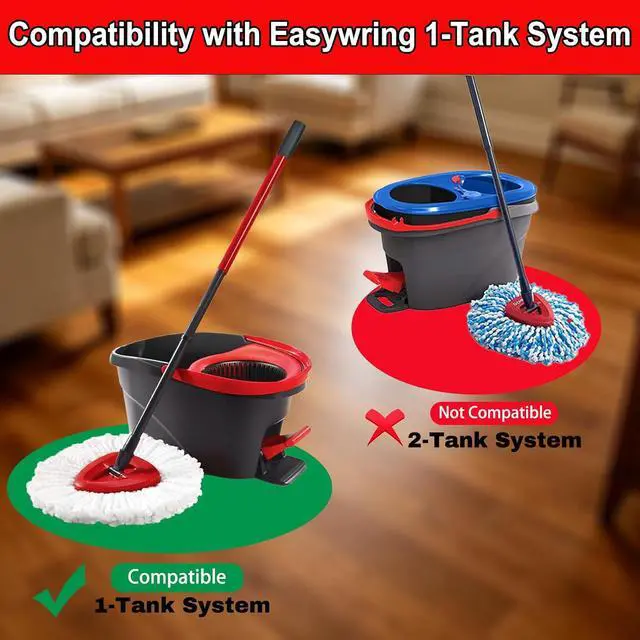 Alt view image 5 of 7 - 10PCS Spin Mop Replacement,100% Microfiber,Machine Washable,360° Rotation | Compatible with Cedar Easywring 1-Tank System,Deep-Cleaning,360° Rotation,Edge-to-Edge Reach,Easy House Floor Mopping