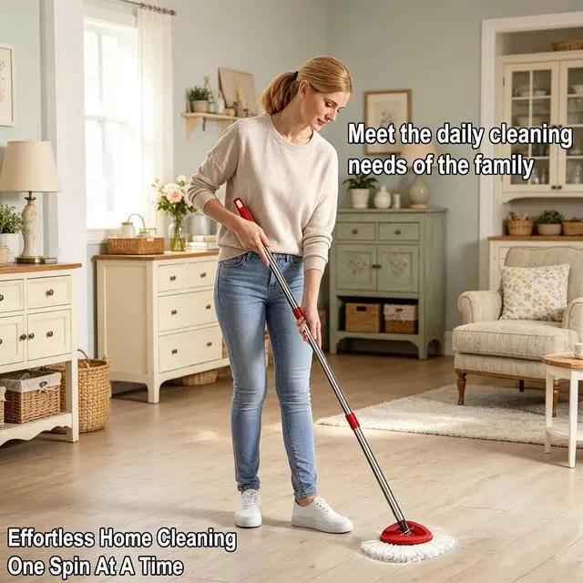 Alt view image 6 of 7 - 10PCS Spin Mop Replacement,100% Microfiber,Machine Washable,360° Rotation | Compatible with Cedar Easywring 1-Tank System,Deep-Cleaning,360° Rotation,Edge-to-Edge Reach,Easy House Floor Mopping