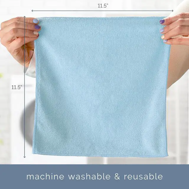 Alt view image 6 of 7 - S&T INC. Microfiber Cleaning Cloth, 150 Pack, 11.5" x 11.5", Light Blue | Bulk Cleaning Cloth for Home and Car, Reusable and Multi-Purpose Cleaning Rags for Business, Machine Washable