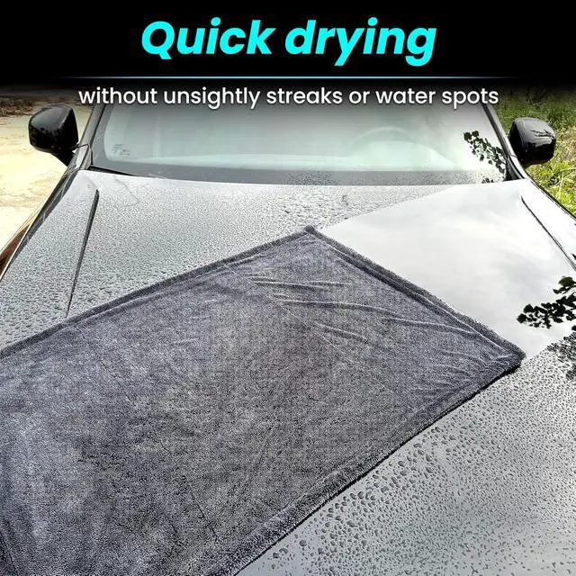 Alt view image 3 of 6 - 2 Pack 1300 GSM Car Drying Towel,Double-Sided Microfiber Towels for Cars(36" x 24"),Extra Large Ultra Absorbent,Without Residual Lint,Scratches or Water Spots