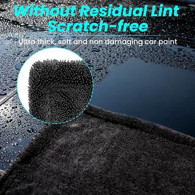 Alt view image 5 of 6 - 2 Pack 1300 GSM Car Drying Towel,Double-Sided Microfiber Towels for Cars(36" x 24"),Extra Large Ultra Absorbent,Without Residual Lint,Scratches or Water Spots