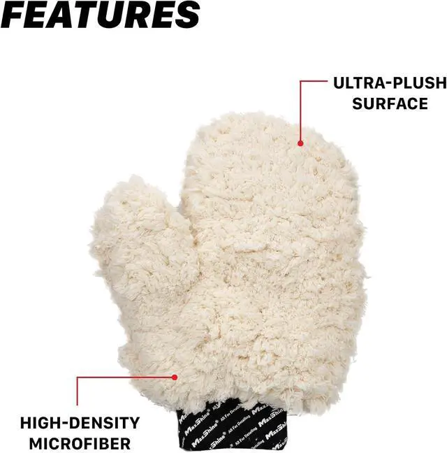 Alt view image 2 of 7 - Maxshine Universal Ultra-Plush Microfiber Car Wash Mitt with Thumb Super Absorbent, Ultra-Soft Wash Mitt for Scratch-Free Car Washing Comfortable, Washable & Reusable Mitt for Auto Detailing