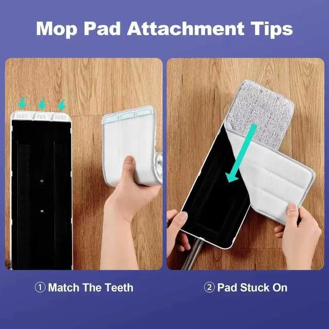 Alt view image 6 of 7 - BOSHENG Mop and Bucket Set, Flat Mops for Floor Cleaning, Wall Mop with 60" Extensible Handle, Hardwood Floor Mop with 2 Microfiber Pads
