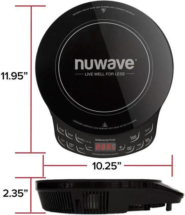 Alt view image 7 of 7 - Nuwave Precision Induction Cooktop, 10.25 Shatter-Resistant Ceramic Glass | 6.5 Heating Coil, 81 Temps from 100°F to 500°F, 3 Wattage Settings 600, 900 & 1400 Watts
