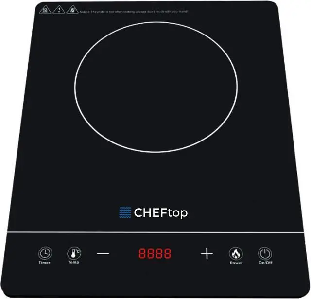 Alt view image 7 of 7 - Cheftop Induction Cooktop Portable Induction Burners 120V Digital Ceramic Top with Kids Safety Lock,1800 Watt, Touch Sensor Control Multiple Cooking Zones & Levels (Single Burner - Edged))