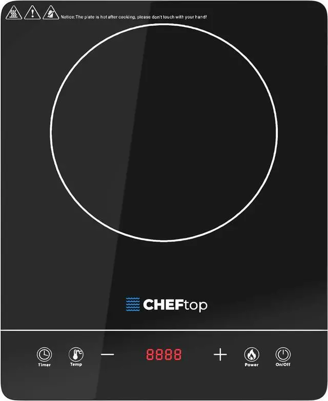 Alt view image 3 of 7 - Cheftop Induction Cooktop Portable Induction Burners 120V Digital Ceramic Top with Kids Safety Lock,1800 Watt, Touch Sensor Control Multiple Cooking Zones & Levels (Single Burner - Edged))