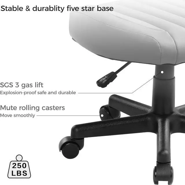 Alt view image 6 of 7 - EUREKA ERGONOMIC Height Adjustable Foot Stool,19x18'' Large Seat Under Desk Footrest,Swivel Rolling Chair W Sturdy Wheels,Ottoman Stool Simple Meeting Chair for Home Office,Grey