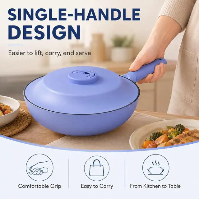 Alt view image 4 of 6 - imarku Ceramic Baking Dish with Lid, 11 Inch Casserole Dish for Oven, Baking Dishes, Lightweight Body, Valentines Day Gifts for Him Her, Blue