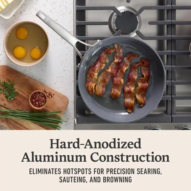 Alt view image 3 of 5 - Calphalon® Premier Ceramic Nonstick 8" and 10" Frying Pan Set, Mushroom Grey