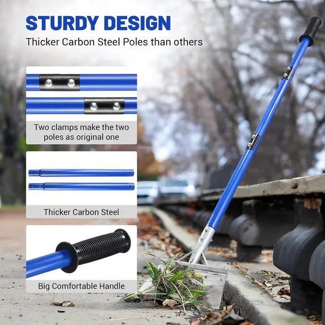 Alt view image 4 of 7 - Heavy Duty Snow Shovel with 52" Adjustable Handle - Multifunctional Ice Scraper & Garden Tool, Steel Blade for Snow Removal, Driveway & Sidewalk Cleaning - Ergonomic Design (All Seasons)