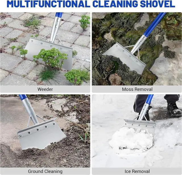Alt view image 5 of 7 - Heavy Duty Snow Shovel with 52" Adjustable Handle - Multifunctional Ice Scraper & Garden Tool, Steel Blade for Snow Removal, Driveway & Sidewalk Cleaning - Ergonomic Design (All Seasons)