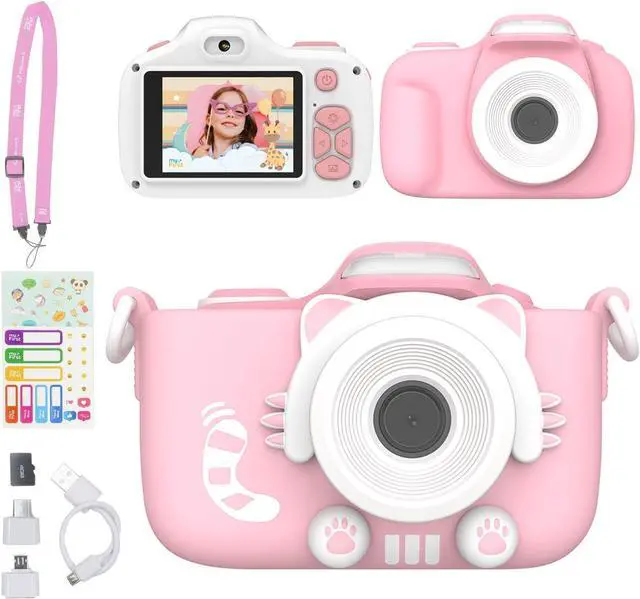 Main image of myFirst Kids Digital Camera 16MP 1080P with Selfie Lens, LED Flash | shockproof case, camera 3 for small hands, macro lens, MicroSD included, travel activity, birthday gift for ages 3-12 girls