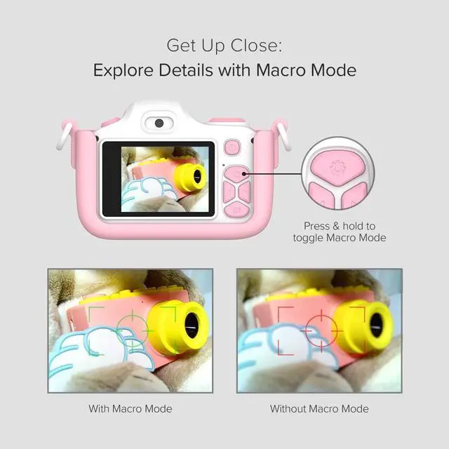 Alt view image 5 of 7 - myFirst Kids Digital Camera 16MP 1080P with Selfie Lens, LED Flash | shockproof case, camera 3 for small hands, macro lens, MicroSD included, travel activity, birthday gift for ages 3-12 girls