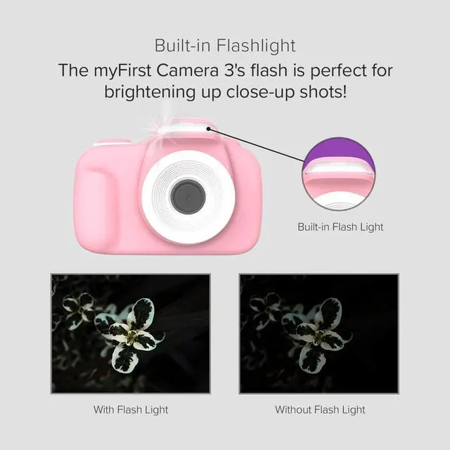 Alt view image 7 of 7 - myFirst Kids Digital Camera 16MP 1080P with Selfie Lens, LED Flash | shockproof case, camera 3 for small hands, macro lens, MicroSD included, travel activity, birthday gift for ages 3-12 girls
