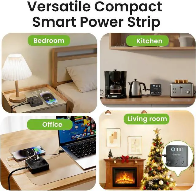 Alt view image 7 of 7 - GHome Smart Power Strip with 3 WiFi Outlets & 3 USB, Alexa & Google Home Compatible, ETL Listed Surge Protector Power Strip, App & Timer Control, Ideal for Lamps, Coffee Makers & Office (2.4GHz Only)