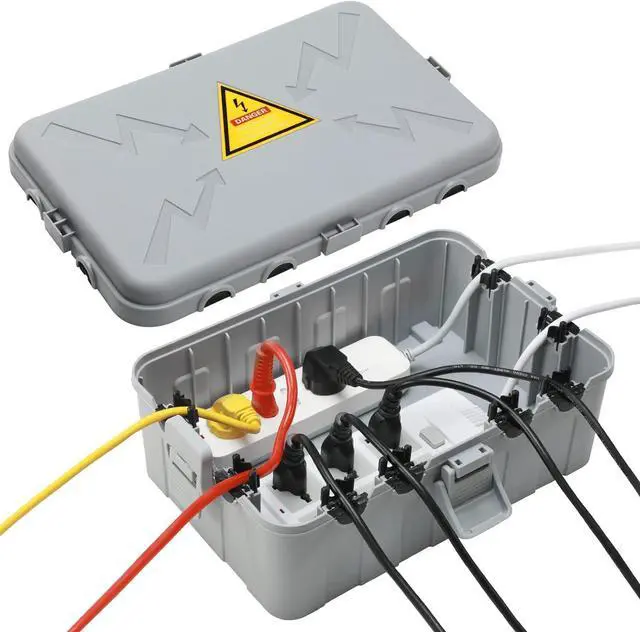 Main image of Hrensaw Large Outdoor Electrical Box(12.5x8.5x5inch),IP54 Waterproof Outdoor Outlet Covers,Weatherproof Extension Cord Covers Protect Outlet,Plug,Timer,Power Strip,Holiday Light,Grey