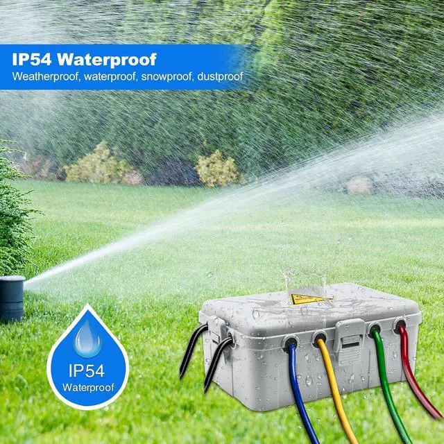 Alt view image 5 of 7 - Hrensaw Large Outdoor Electrical Box(12.5x8.5x5inch),IP54 Waterproof Outdoor Outlet Covers,Weatherproof Extension Cord Covers Protect Outlet,Plug,Timer,Power Strip,Holiday Light,Grey