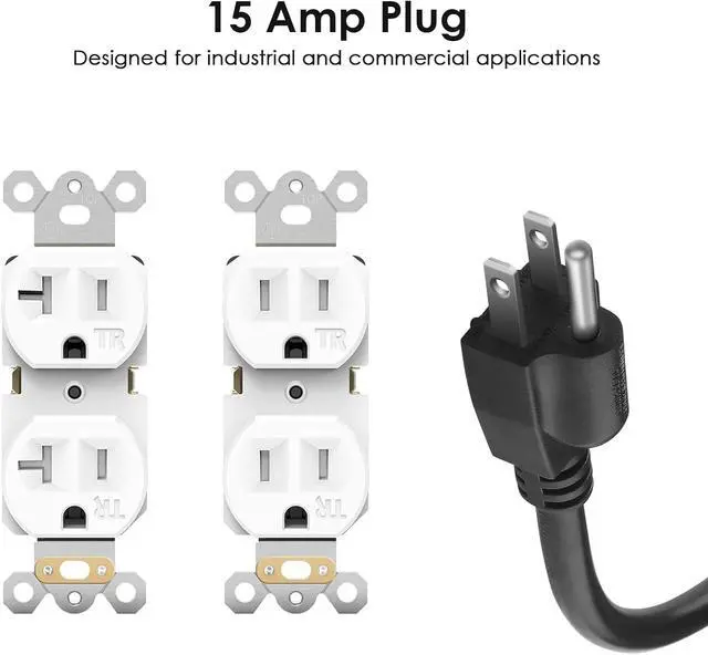 Alt view image 2 of 7 - JUNNUJ 12 Gauge 360° Rotating Mountable Power Strip, Black, 15 FT, 1 | 8 Outlet, Heavy Duty Metal Surge Protector, Extension Cord with Multiple Outlets, High Amp, 4800J for Garage Shop Industrial