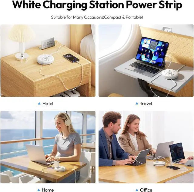 Alt view image 6 of 7 - Travel Power Strip, NTONPOWER 3 Outlets 3 USB(1 USB C) Cruise Approved Power Strip, Short Extension Cord 3ft, Travel Essentials for Home, Hotels, Cruise Ship, Vacation, White, i-Donut